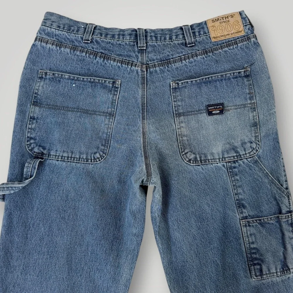 Smith's Workwear Flannel Lined Carpenter Jeans Men 36x31 Blue Relaxed